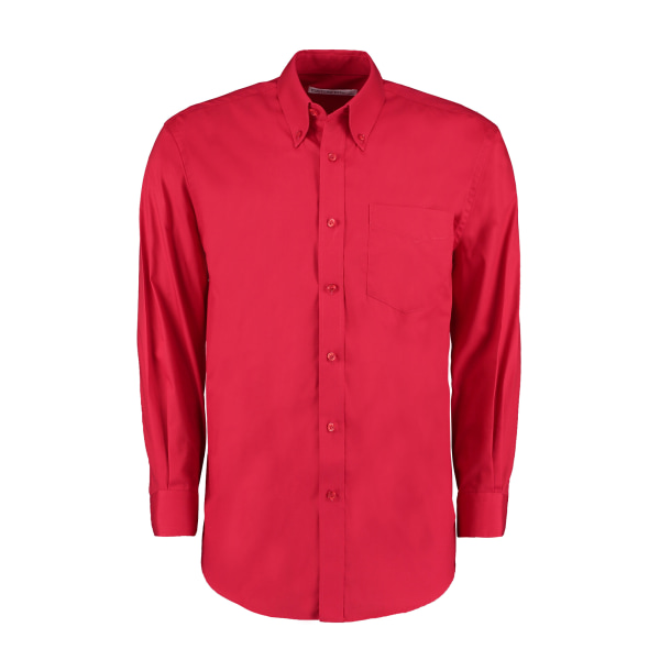 Kustom Kit Herr Oxford Klassisk Långärmad Skjorta 20in Röd Red 20in