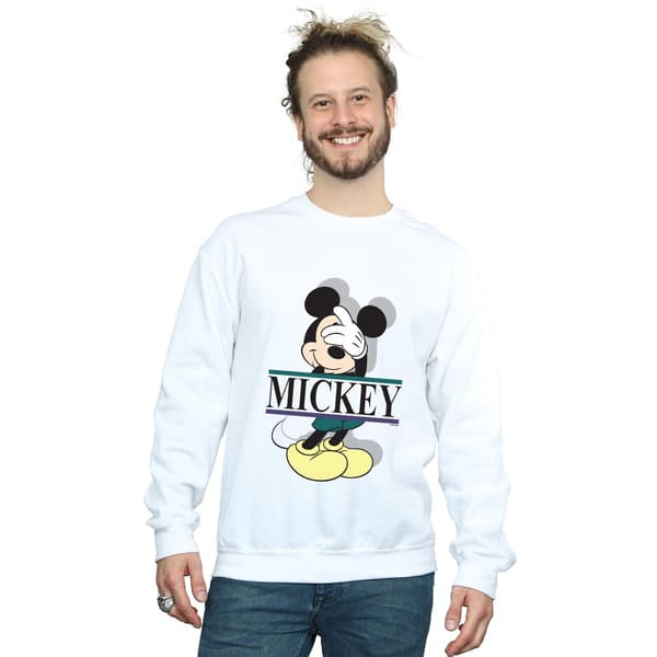 Disney Herr Mickey Mouse Letters Sweatshirt S Vit White S