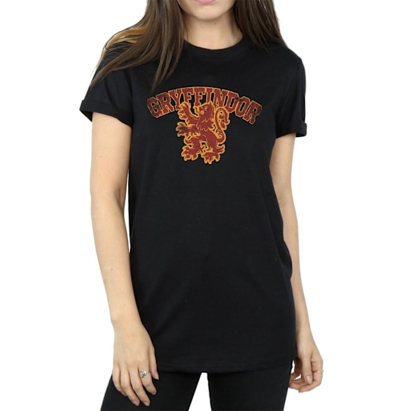 Harry Potter Dam/Kvinnor Gryffindor Sport Emblem Bomull Pojkvän T-Shirt Black S