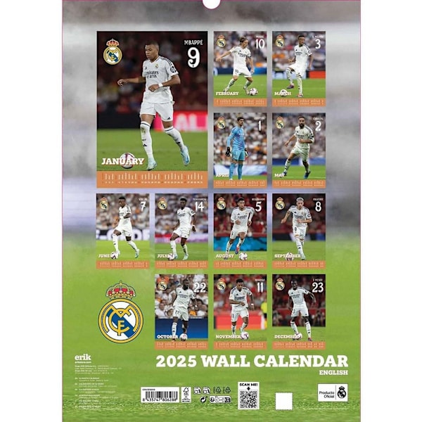 Real Madrid CF 2025 A3 Väggkalender One Size Flerfärgad Multicoloured One Size