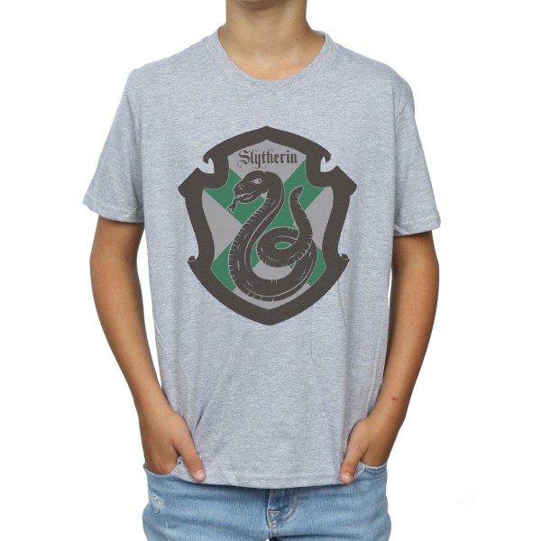 Harry Potter Boys Slytherin Crest Flat T-Shirt 7-8 år Sport Sports Grey 7-8 Years