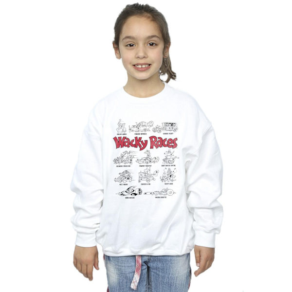 Wacky Races Girls Car Lineup Sweatshirt 5-6 år Vit White 5-6 Years
