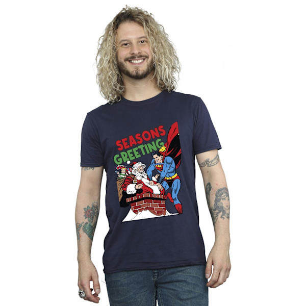 DC Comics Superman Santa Comic T-shirt 4XL Marinblå Navy Blue 4XL