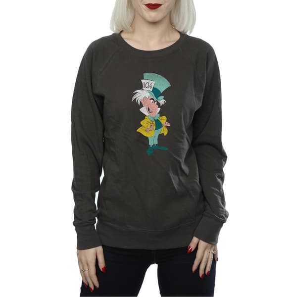 Disney Dam/Dam Klassisk Mad Hatter Tröja L Ljus Grafit Light Graphite L