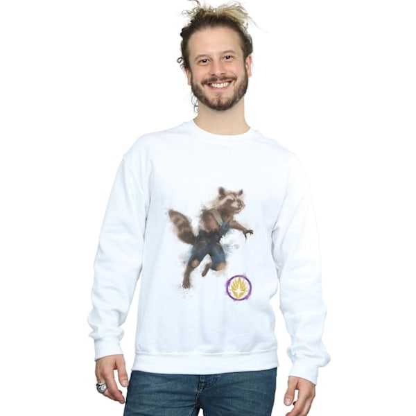 Marvel Mens Avengers Endgame Painted Rocket Sweatshirt M Vit White M