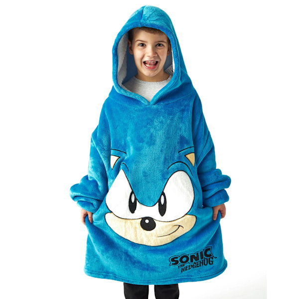 Sonic The Hedgehog Pojkar Fleece Huvtröja Filt Storlek B Blue One Size