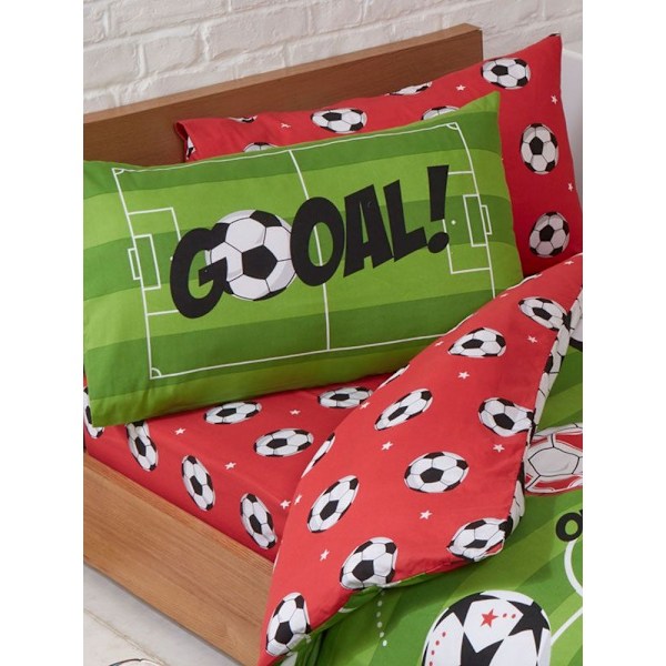 Bedding & Beyond Fotboll Lakan Set Enkelsäng Röd/Svart Red/Black/White Single