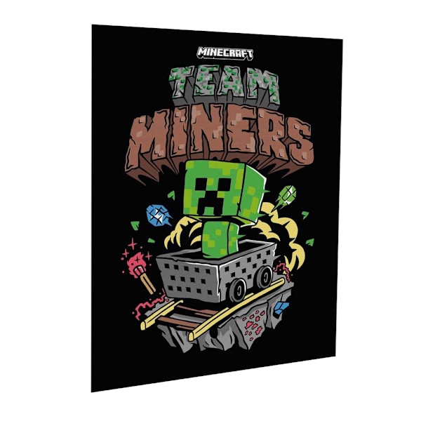 Minecraft Team Miners Inramad Canvas Tavla 80cm x 60cm Flerfärgad Multicoloured 80cm x 60cm