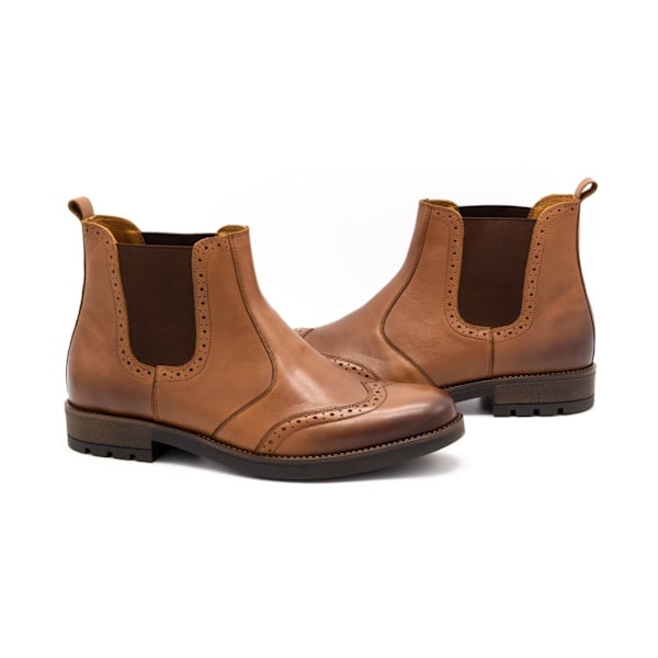 Roamers Softie Läder Tvilling Gusset Brogue Ankle Boots 10 U Tan 10 UK