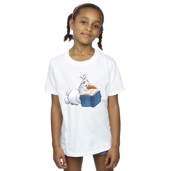Disney Girls Frozen Olaf Reading Bomull T-shirt 9-11 år Vit White 9-11 Years