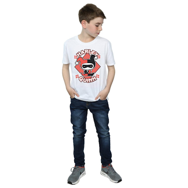 DC Comics Boys Chibi Harley Quinn Badge T-Shirt 7-8 år Vit White 7-8 Years