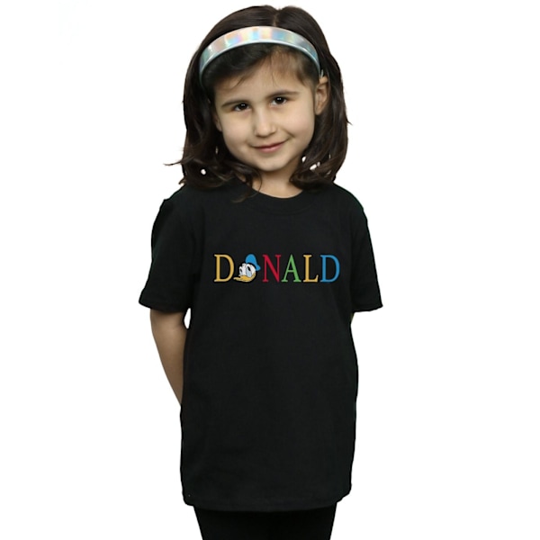 Disney Girls Donald Duck Letters Bomull T-shirt 7-8 År Svart Black 7-8 Years