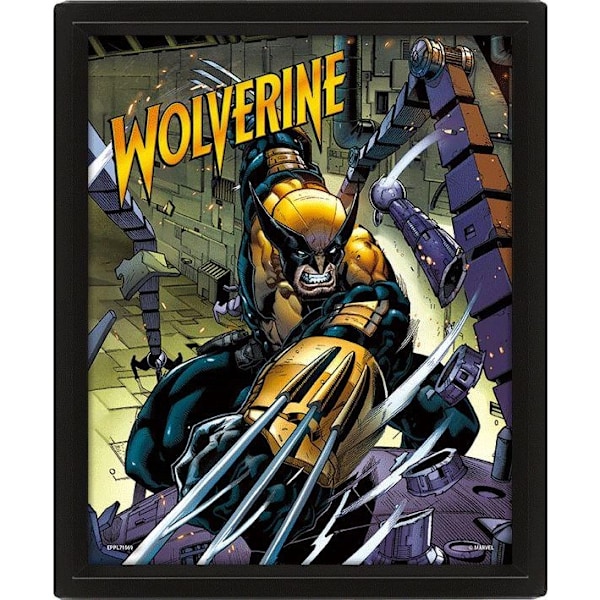 Wolverine Berserker Rage 3D & Lenticular inramad affisch 10 tum x 8 tum Multicoloured 10in x 8in