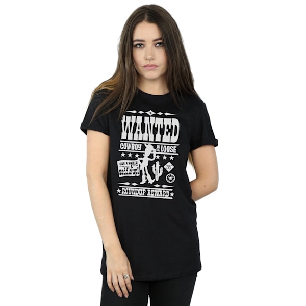 Disney Womens/Ladies Toy Story Wanted Poster Bomull Boyfriend T Black L