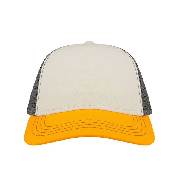Atlantis Rapper Canvas 5 Panel Trucker Cap One Size Vit/Gul White/Yellow/Dark Grey One Size