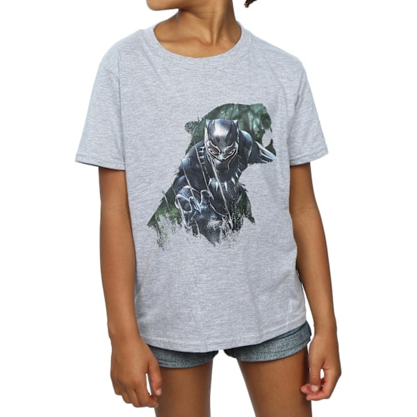 Marvel Girls Black Panther Wild Silhouette Bomull T-shirt 9-11 Sports Grey 9-11 Years