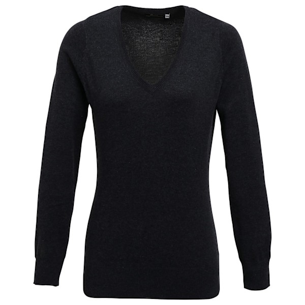 Premier Dam/Dam Knitted Cotton Acrylic V Neck Sweatshirt Charcoal 14 UK