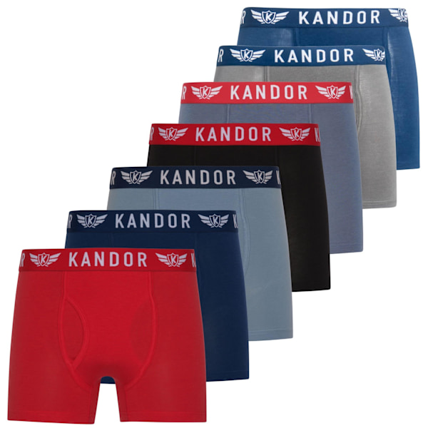 Kandor Herr Bambers Bambu Boxer Shorts (7-pack) M Blå/Röd Blue/Red M