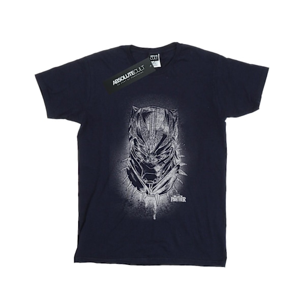 Marvel Girls Black Panther Spray Headshot Bomull T-shirt 7-8 år Navy Blue 7-8 Years