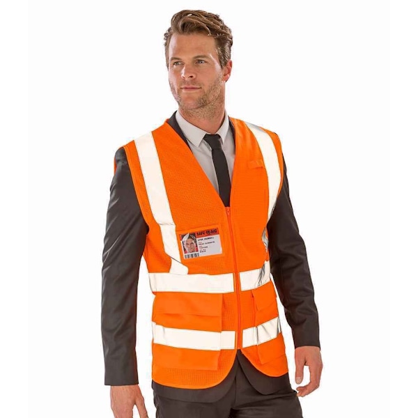 SAFE-GUARD by Result Unisex Adult Executive Mesh Safety Hi-Vis Fluorescent Orange XL