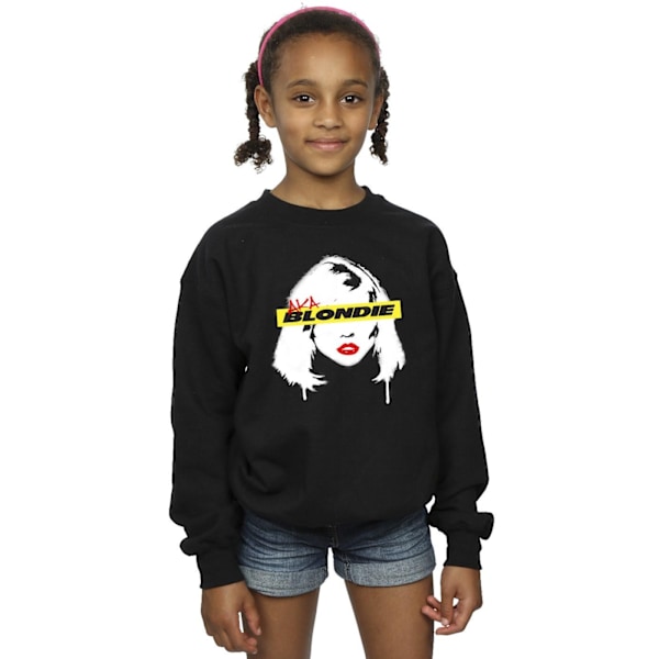 Blondie Girls Face Graffiti Sweatshirt 3-4 år Svart Black 3-4 Years