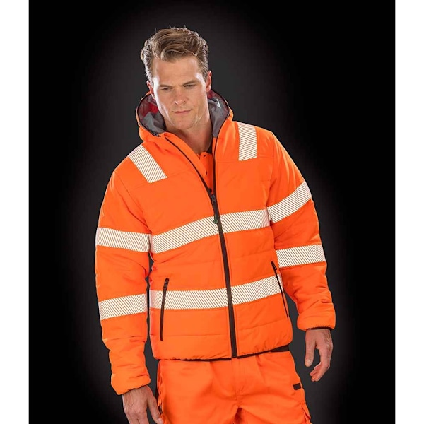 Result Äkta Återvunnen Unisex Vuxen Ripstop Säkerhetsjacka L Fl Fluorescent Orange L