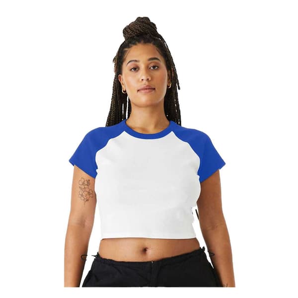 Bella + Canvas Dam/Dam Baby Micro-Rib Raglan T-shirt M Vit White/True Royal M