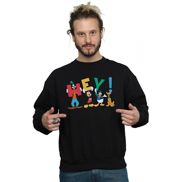 Disney Mens Mickey Mouse Friends Hey Sweatshirt XXL Svart Black XXL