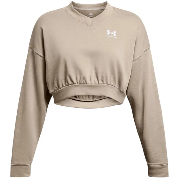 Under Armour Dam/Dam Rival Terrycloth Crew Neck Crop Sweatshirt Brown 8 UK
