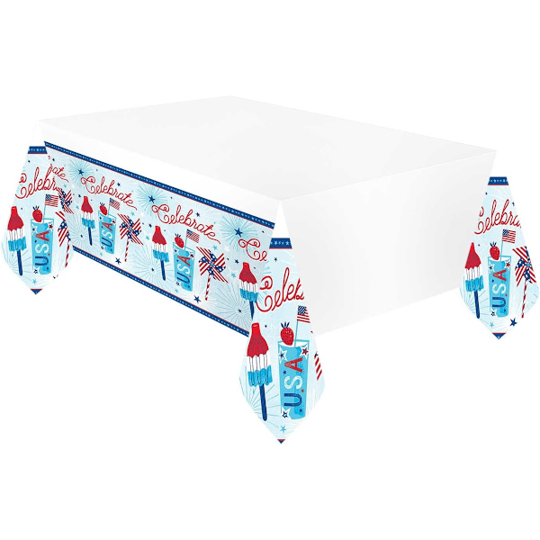 Amscan Celebrate USA Plast Tryckt Fest Bordsduk En Storlek White/Blue One Size