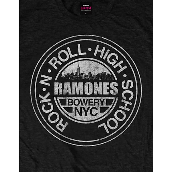 Ramones Unisex Adult Rock ´n Roll High School Bowery New York T-shirt Black S