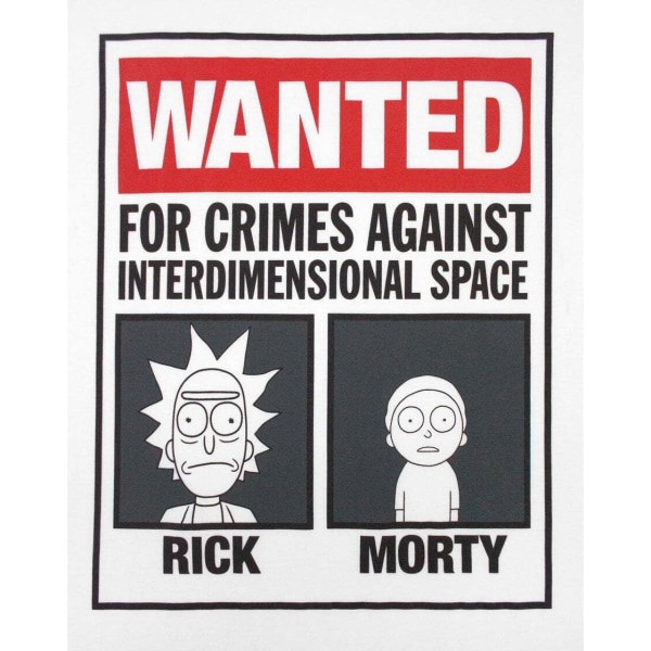 Rick And Morty Mens eftersökt affisch T-shirt L Vit/Svart/Röd White/Black/Red L