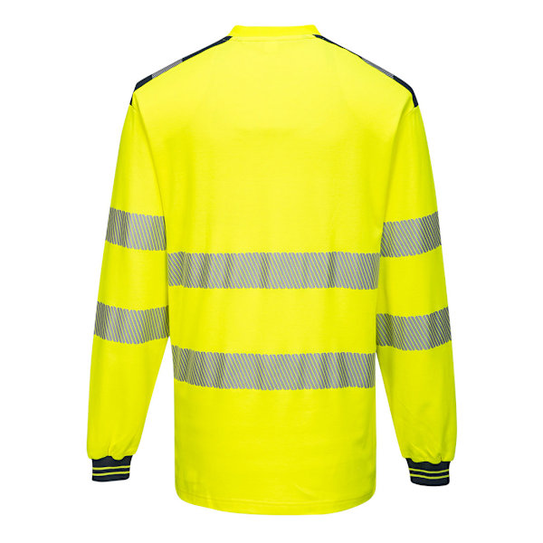 Portwest Herr PW3 Bomull Hi-Vis Comfort Långärmad T-shirt 4X Yellow/Navy 4XL