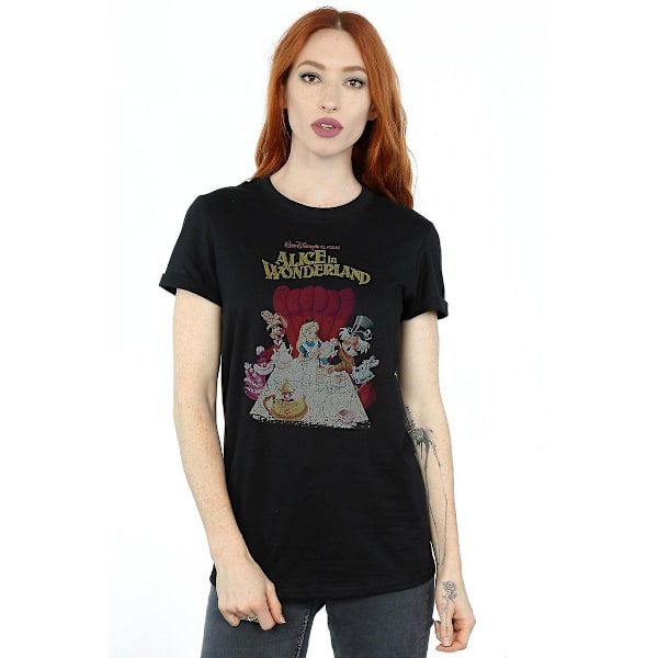 Alice i Underlandet Dam/Dam Poster Bomull Boyfriend T-shirt Black XXL