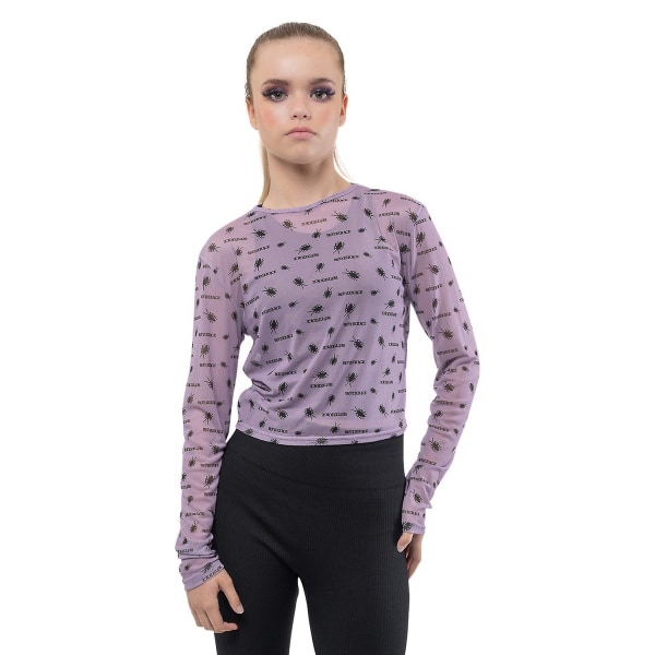 Beetlejuice Dam/Dam Beetle Pattern Mesh Cropped Crop Top Purple XL