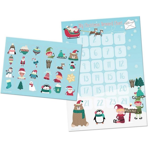Paper Projects Jultomten Advent Stickers Set (Förpackning med 25) En Blue/Red/White One Size