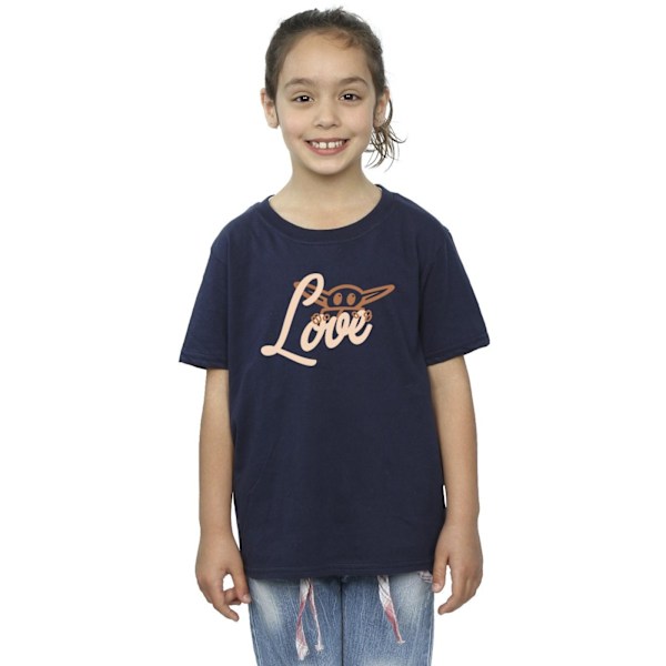 Star Wars Girls Grogu Love Bomull T-shirt 5-6 år Marinblå Navy Blue 5-6 Years