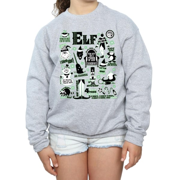 Elf Girls Infografisk Poster Sweatshirt 9-11 År Sports Grey Sports Grey 9-11 Years