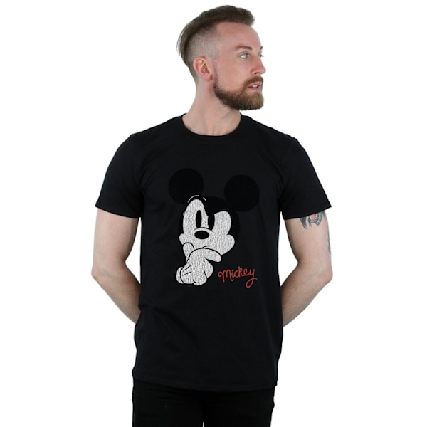 Disney Herr Mickey Mouse Distressed Ponder T-shirt 4XL Svart Black 4XL