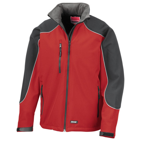 WORK-GUARD by Result Mens Ice Fell Hooded Soft Shell Jacket 3XL Red/Black 3XL