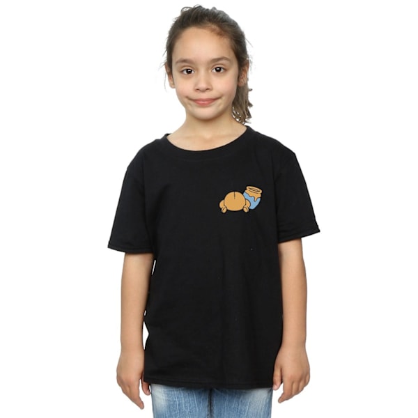 Disney Girls Winnie The Pooh Bakside Brösttryck Bomull T-shirt Black 9-11 Years