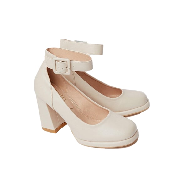Faith Dam/Damer Celine Höga Blockklack Pumps 8 UK Beige Beige 8 UK