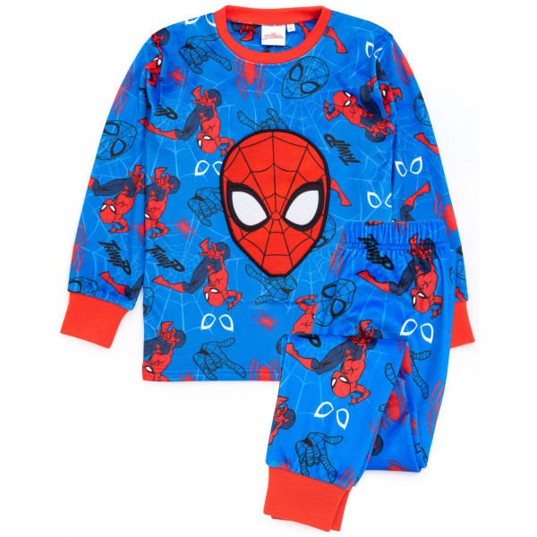 Spider-Man barn/barn fleece lång pyjamas set 6-7 år blå Blue/Red 6-7 Years