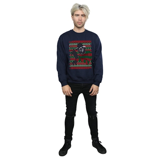 A Nightmare On Elm Street Herr Jul Fair Isle Sweatshirt X Navy Blue XXL