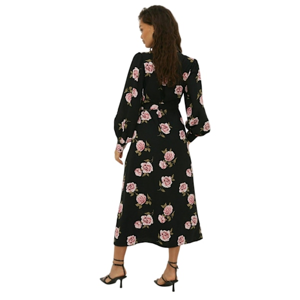 Dorothy Perkins Dam/Dam Floral Midiklänning med Knytband i Midjan Black 8 UK