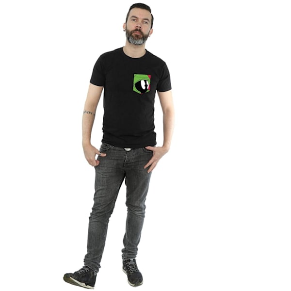 Looney Tunes Herr Marvin The Martian Ansikte Faux Pocket T-Shirt X Black XXL