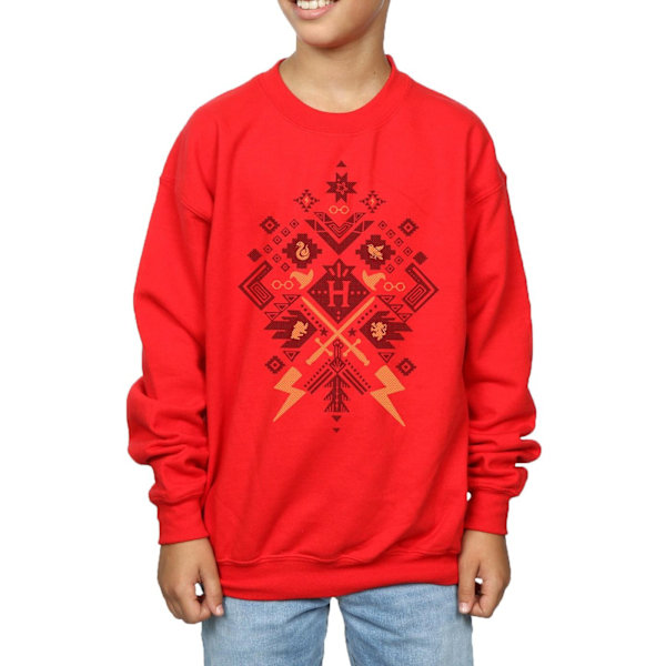 Harry Potter Pojkar Jul Fair Isle Sweatshirt 9-11 År Röd Red 9-11 Years