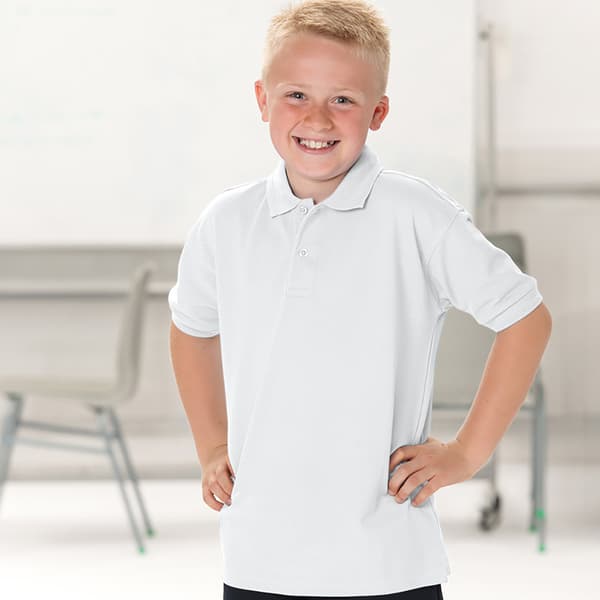 Jerzees Schoolgear Barn 65/35 Pique Poloskjorta (2-pack) White 9-10