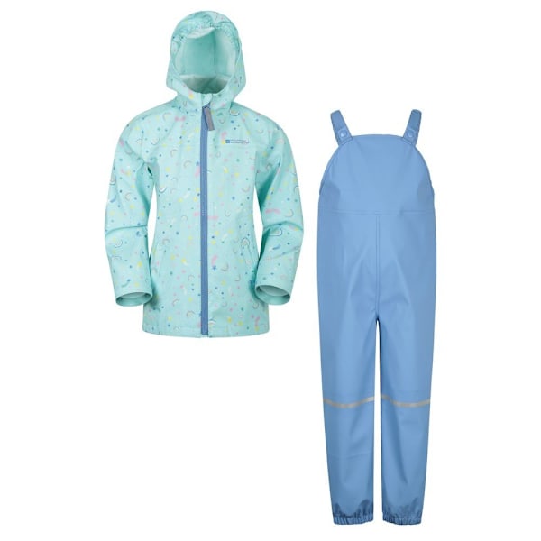 Mountain Warehouse Barnjacka och byxor för barn/barn Raindrop Vattentät Teal 5-6 Years