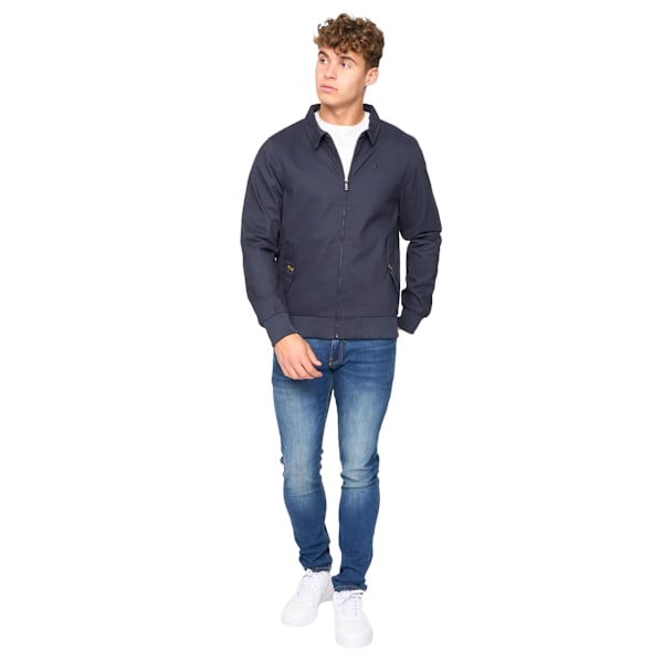 Bewley & Ritch Dartmoore Twill Harrington Jacka för Män L Marinblå Navy L